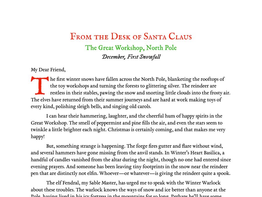 The first letter from Santa, Year 1