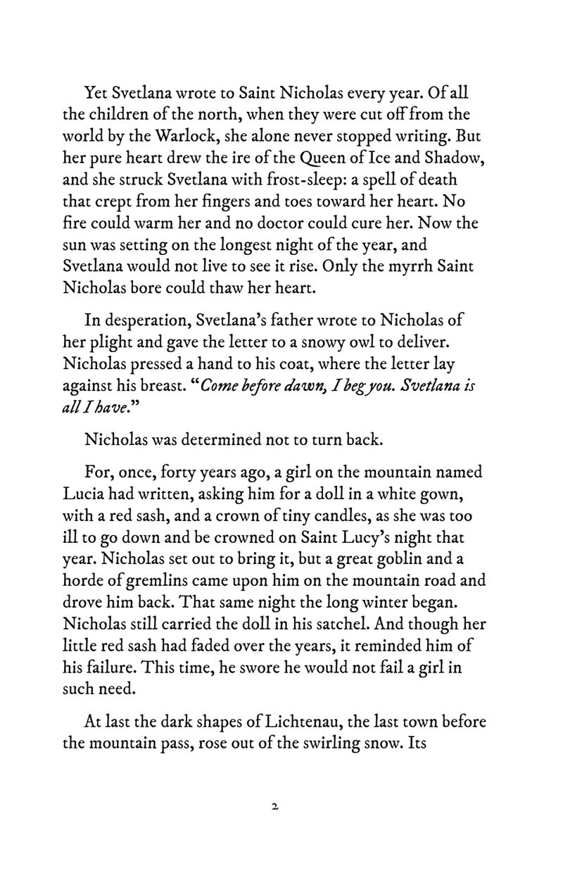 The second page of Saint Nicholas and the Winter Warlock